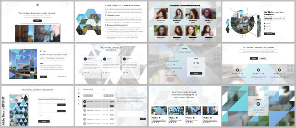 Sticker vector templates for website design, presentations, portfolio. templates with triangles, triangular 