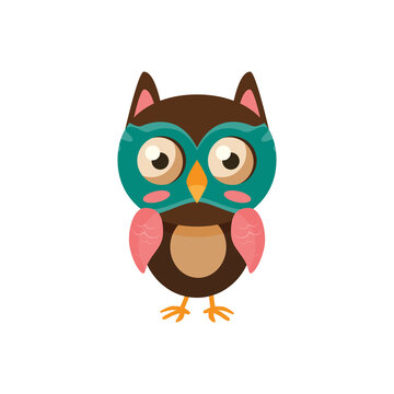 Owl. Cute and funny. Wild forest bird. Flat vector icon isolated on white background