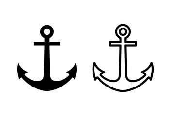 Anchor icon set. Anchor symbol logo. Anchor marine icon. © AAVAA