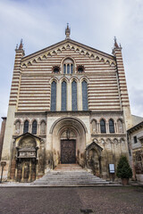 Fototapeta na wymiar Built in the Romanesque and gothic style Church of the San Fermo Maggiore (Saints Fermo and Rustico, XV century). Verona, Veneto region, Italy.