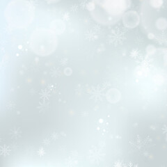 Blurred Christmas silver background with snowflakes