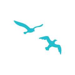 Seagull silhouette on white isolated background. Vector illustration