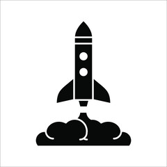 Vector icon rocket flying on white background. color editable