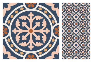 Portuguese floor ceramic tiles azulejo design, mediterranean pattern