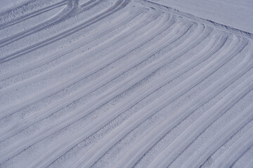 Snow tracks at Jungfraujoch, Switzerland, made by snowcat.