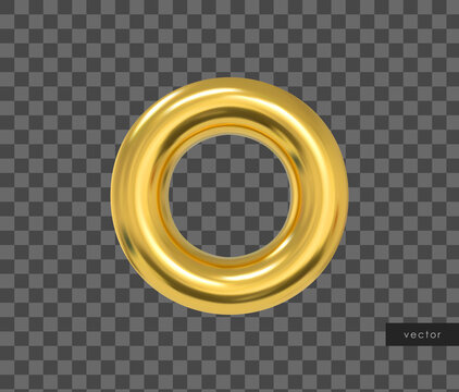 Vector 3d geometric object. Isolated metallic gold torus.