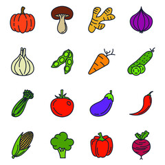 Set of veggies icon. vegetarian, vegetable pack symbol template for graphic and web design collection logo vector illustration