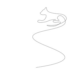 Cat line drawing vector illustration