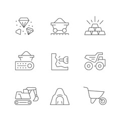 Set line icons of mining industry
