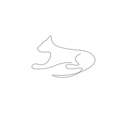 Cat one line drawing vector illustration