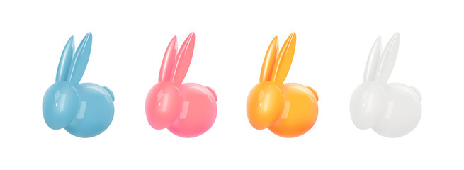 Vector colorful Easter bunny set. Decorative object for Easter Day.