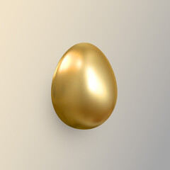 Vector realistic golden metallic egg. Gold 3d isolated design element.