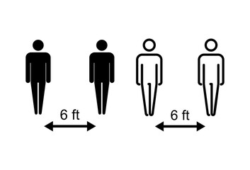 Social distance icon set. social distancing icon. self quarantine sign