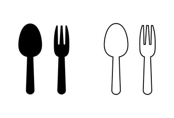 spoon and fork icon set. spoon, fork and knife icon vector. restaurant icon