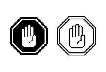 Stop icon set. stop road sign. hand stop icon vector