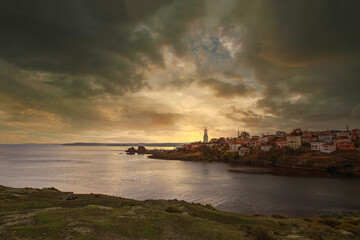 Naklejka premium RUMELİ LIGHTHOUSE: the north of Turkey's most beautiful cities in the Istanbul strait, which is a lighthouse in a fishing village in the district wrap.