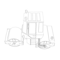 Asphalt paving machine outline. Isometric view. Vector illustration