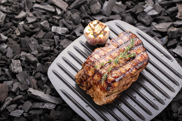 Grilled beef steaks with spices grilled.