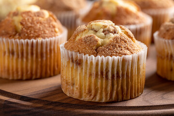 Cinnamon Muffins on a Wooden Platter