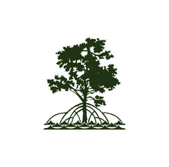 mangrove tree silhouette with roots