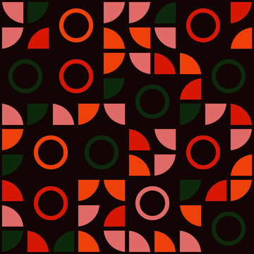 Orange and green round shapes and quarters. Circles pattern. Cector orange and green abstract.