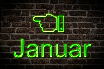 Fototapeta premium Leuchtreklame Januar