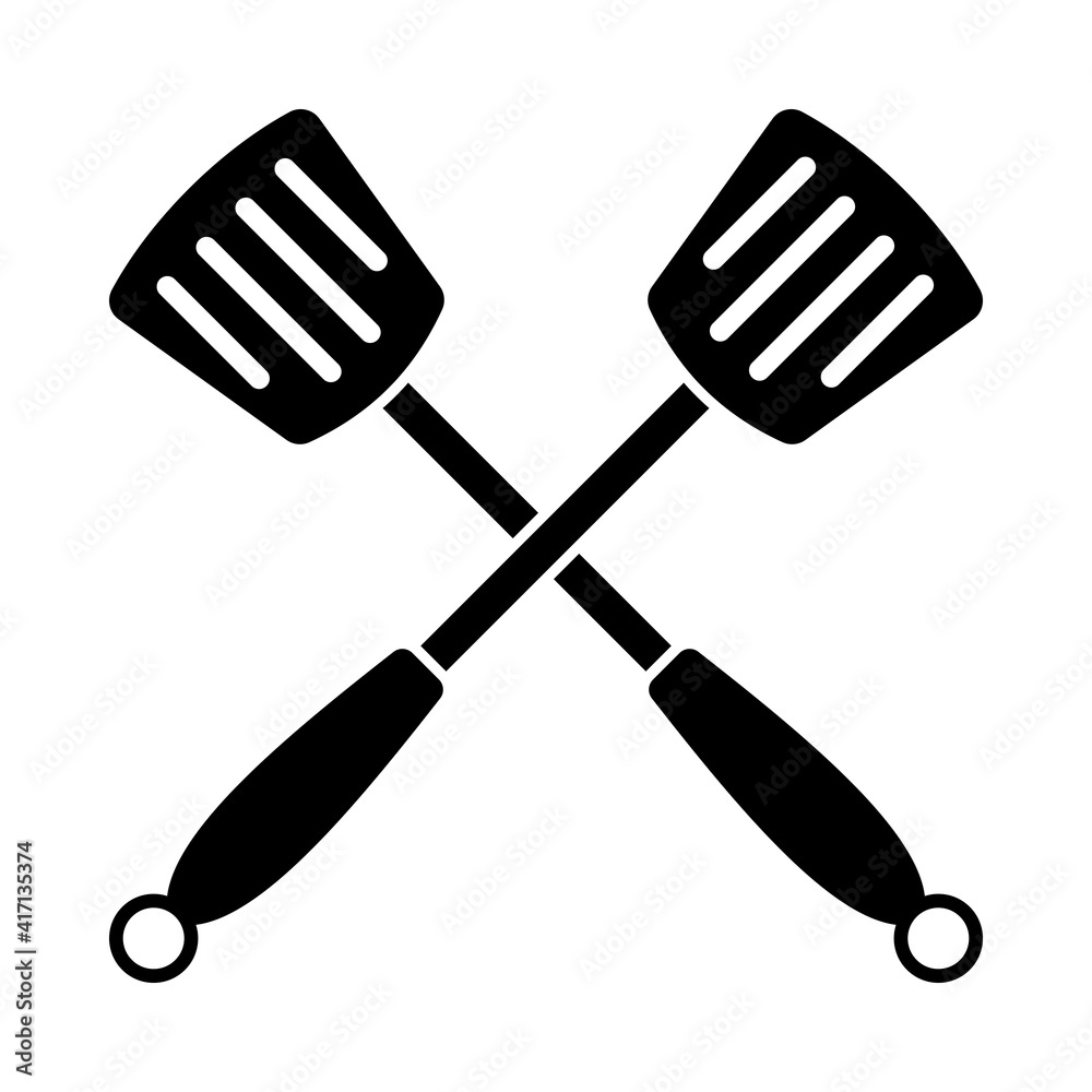 Sticker crossed frying spatula