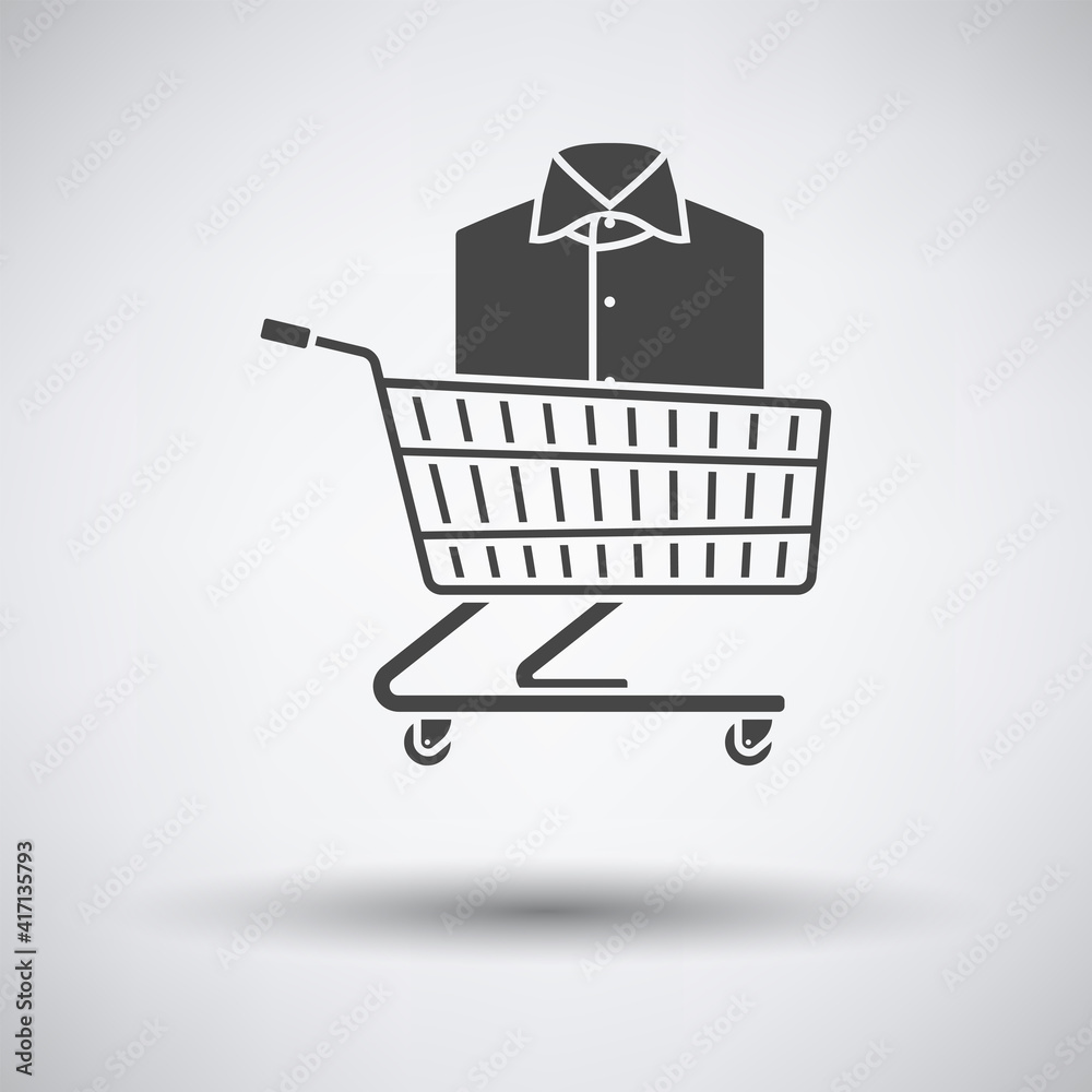 Poster Shopping Cart With Clothes (Shirt) Icon