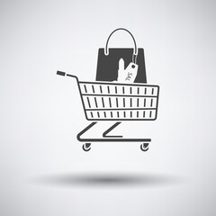 Shopping Cart With Bag Of Cosmetics Icon