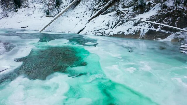 green blue snowy river ice winter