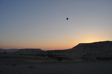 hot air balloon at sunrise