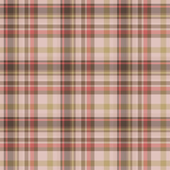 Plaid seamless pattern. Vector background of textile ornament. Flat fabric design.