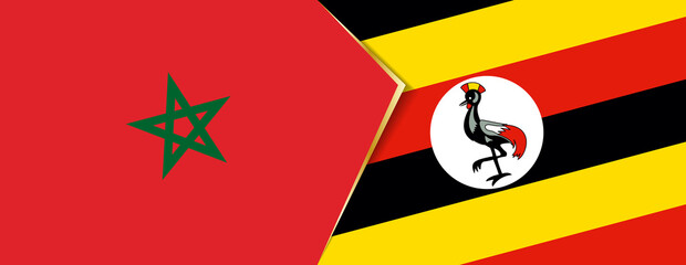 Morocco and Uganda flags, two vector flags.