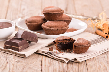 Pasticciotto cake with chocolate filling.