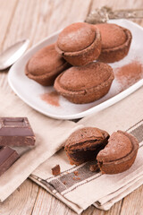 Pasticciotto cake with chocolate filling.