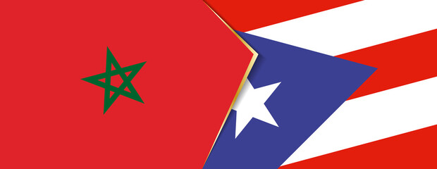 Morocco and Puerto Rico flags, two vector flags.