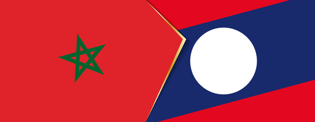 Morocco and Laos flags, two vector flags.