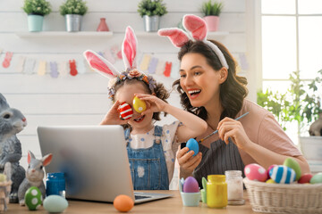 family preparing for Easter