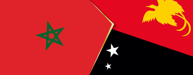 Morocco and Papua New Guinea flags, two vector flags.