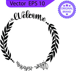 Welcome hand lettering,  EPS 10, welcome, welcome cut file, hand drawing	
