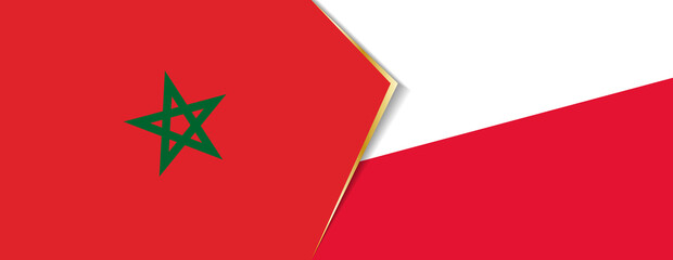 Morocco and Poland flags, two vector flags.