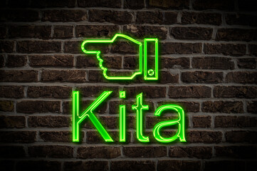 Fototapeta premium Leuchtreklame Kita