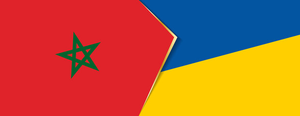 Morocco and Ukraine flags, two vector flags.