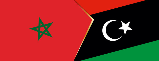 Morocco and Libya flags, two vector flags.