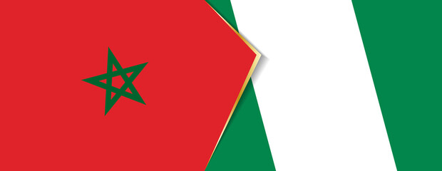 Morocco and Nigeria flags, two vector flags.