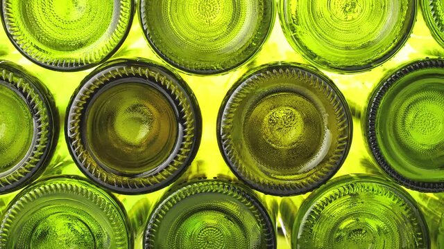 Empty green glass wine bottle bottoms