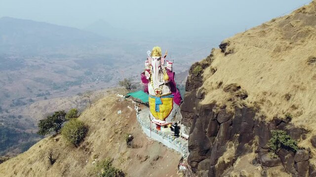 Kadyavarcha Ganpati, Peb Fort, Matheran, Mumbai, Maharashtra, drone shot zoom out