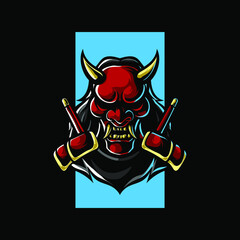 Oni Samurai Mask Mascot Logo