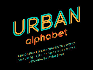 Colorful style alphabet design with uppercase, lowercase, number and symbols