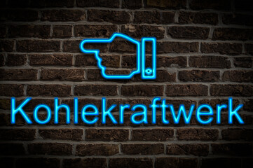 Fototapeta premium Leuchtreklame Kohlekraftwerk